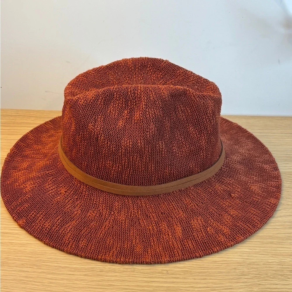 Treasure & Bond Hat‎ Fedora Rust Orange Knit Wide Brim One Size Boho 70s Style